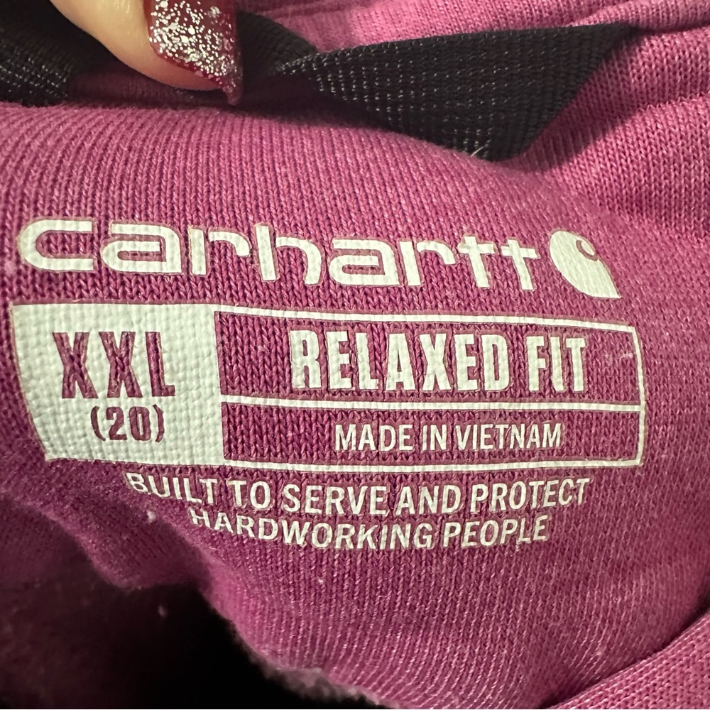 Carhartt Clarksburg Logo Hoodie Sweatshirt in Fuchsia Size XXL VGUC - Picture 6 of 6